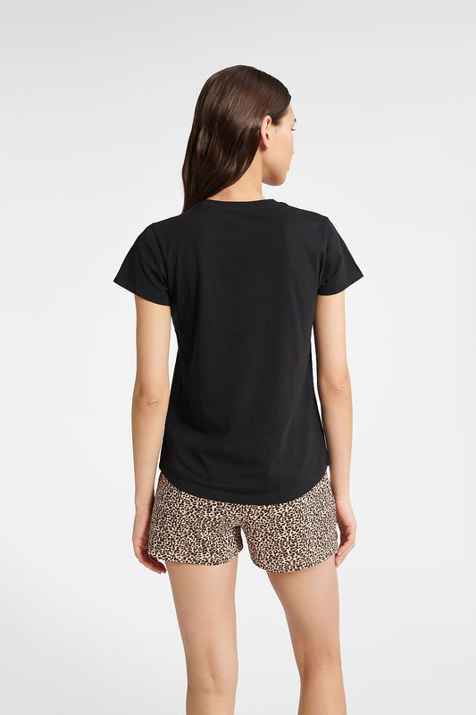 Close-up view of Henderson's Women's Luxury Cotton Pyjama Set, showcasing premium fabric and stylish animal print details, designed for effortless relaxation.