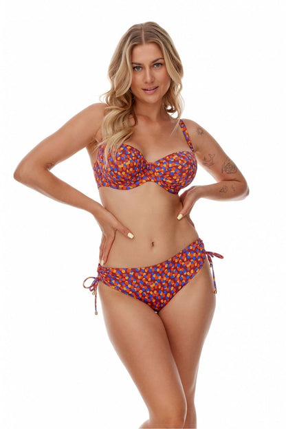 Elegant Lupo Line high-waisted swimming panties featuring a vibrant dot pattern, crafted for comfort and style, available in sizes EU 36-48.