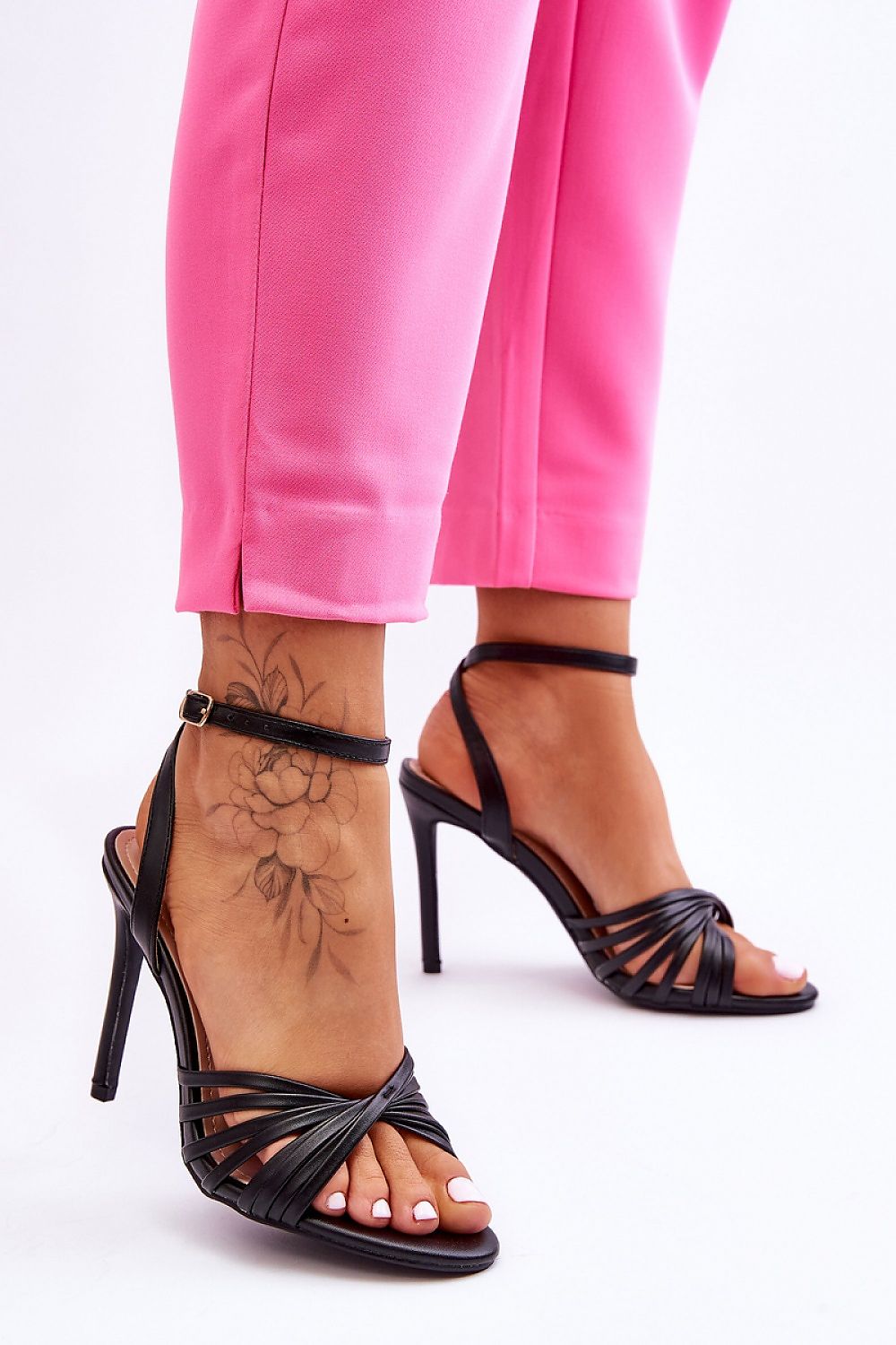 Elegant women's eco leather stiletto heel sandals with tied straps from Step in Style, perfect for formal occasions.