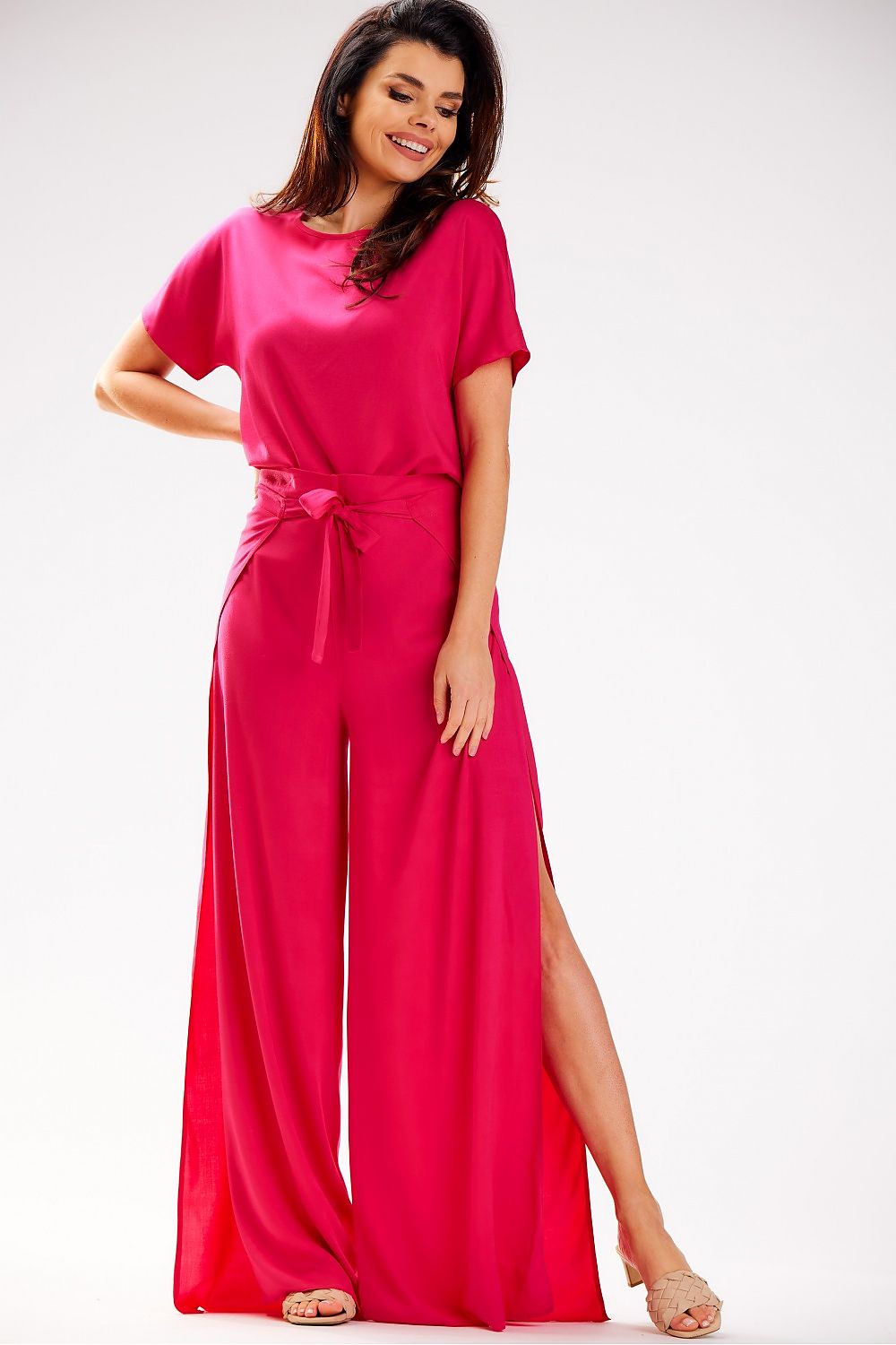 Grecian tiered high-waisted trousers for women in luxurious airy viscose by awama, showcasing elegant design and premium craftsmanship.