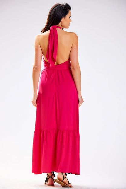 Full view of the Awama Daydress, elegantly displaying the frill hem and uncovered back design, perfect for summer wear.