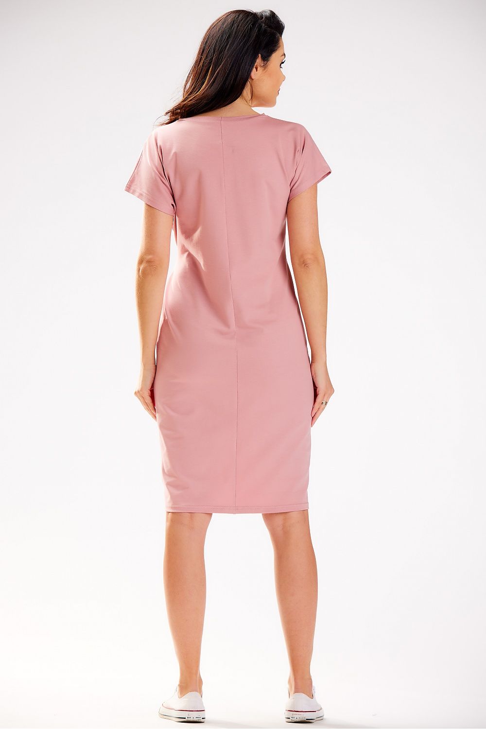 Sophisticated midi dress with short sleeves by Infinite You, made from premium cotton blend for a flattering silhouette.