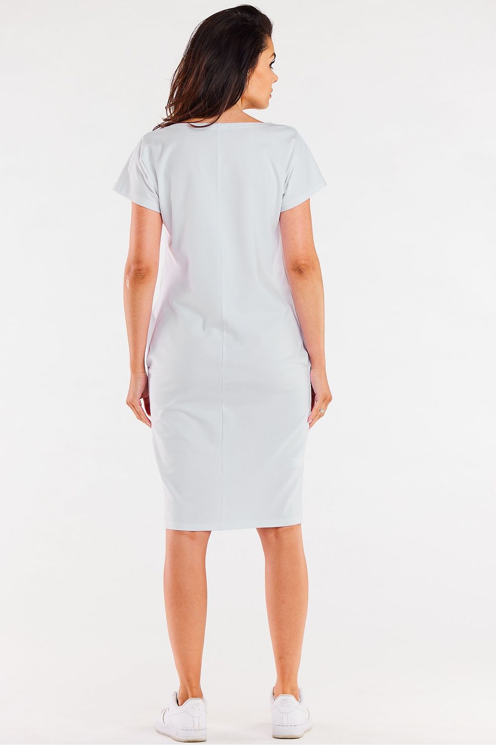 Elegant cotton mini dress with short sleeves by Infinite You, perfect for summer outings, showcasing a sophisticated design.