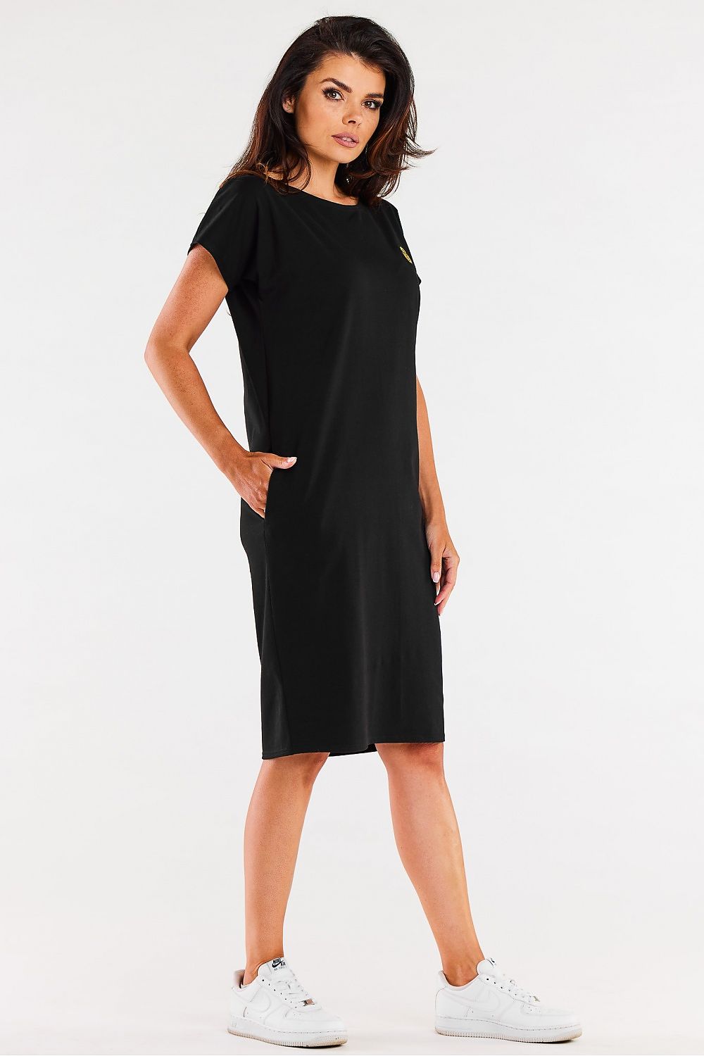 Elegant summer mini dress by Infinite You made of soft cotton with short sleeves, perfect for chic warm weather fashion.