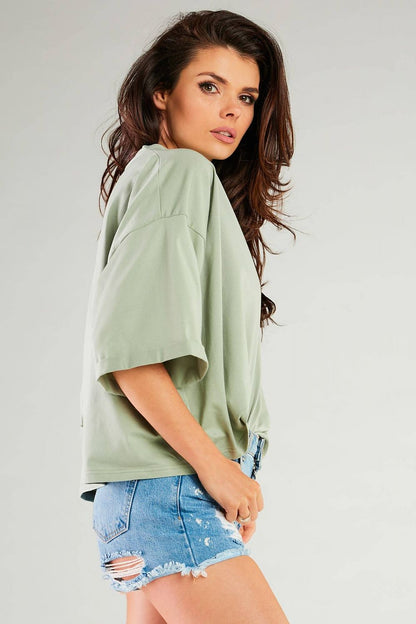 Trendy loose blouse with wide sleeves by Infinite You, featured in vibrant yellow.