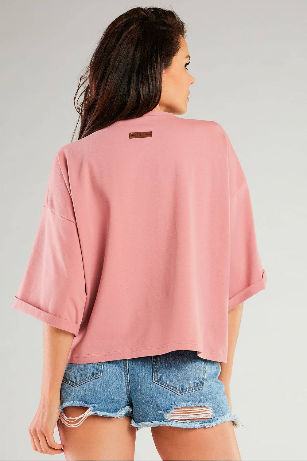 Stylish mint loose blouse by Infinite You with wide sleeves and round neckline, perfect for a sophisticated look.