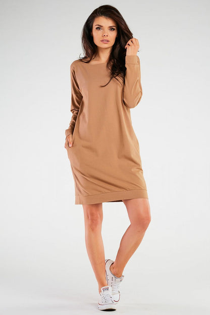 Luxurious cotton-lycra daydress by Infinite You, featuring loose fit and long sleeves, ideal for all-day comfort.