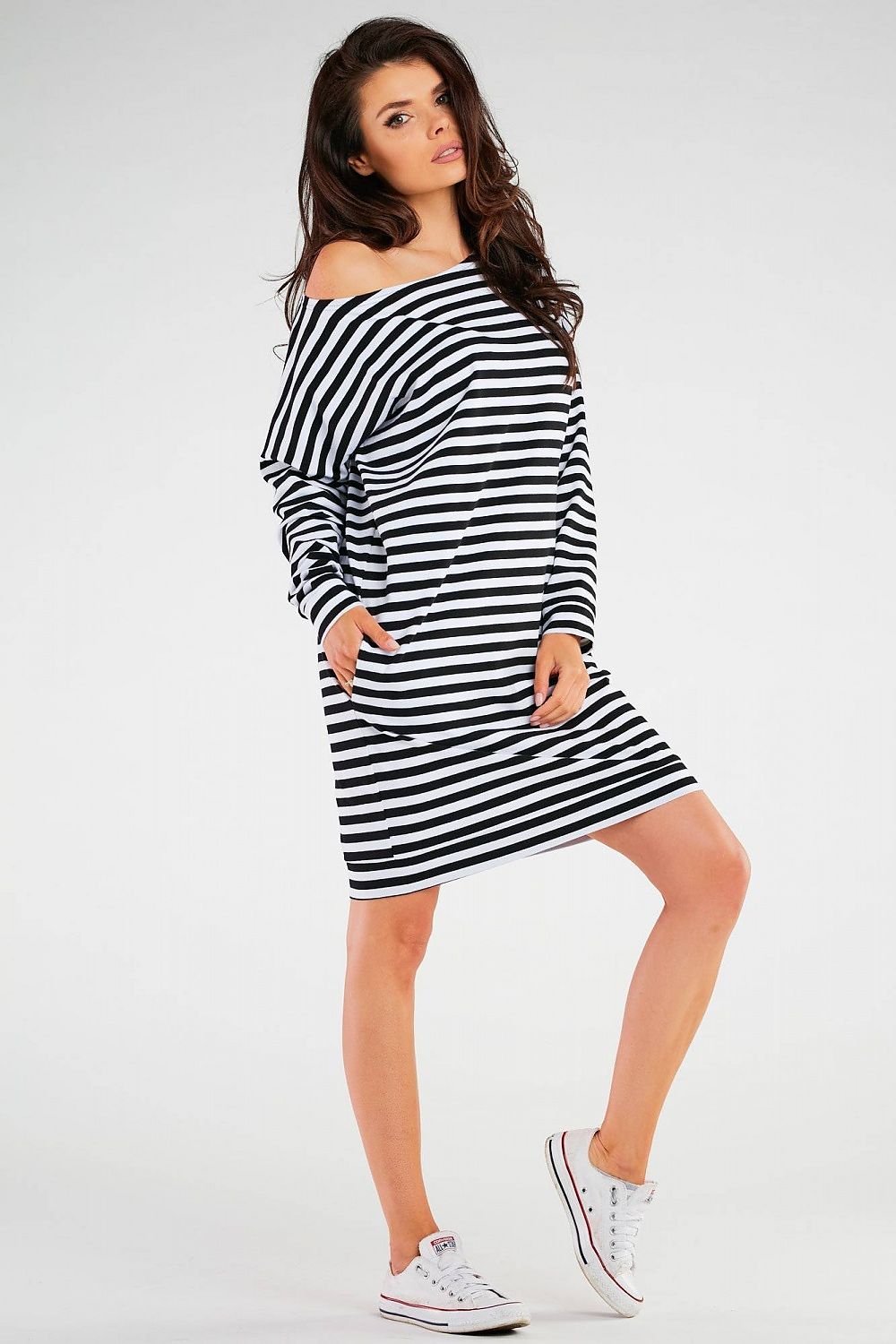 Elegant long sleeve daydress from Infinite You, crafted in a soft cotton-lycra blend, showcasing a loose and luxurious fit.