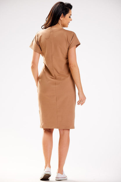 Chic and modern Infinite You midi dress featuring a fashionable asymmetrical style, perfect for elegant occasions.