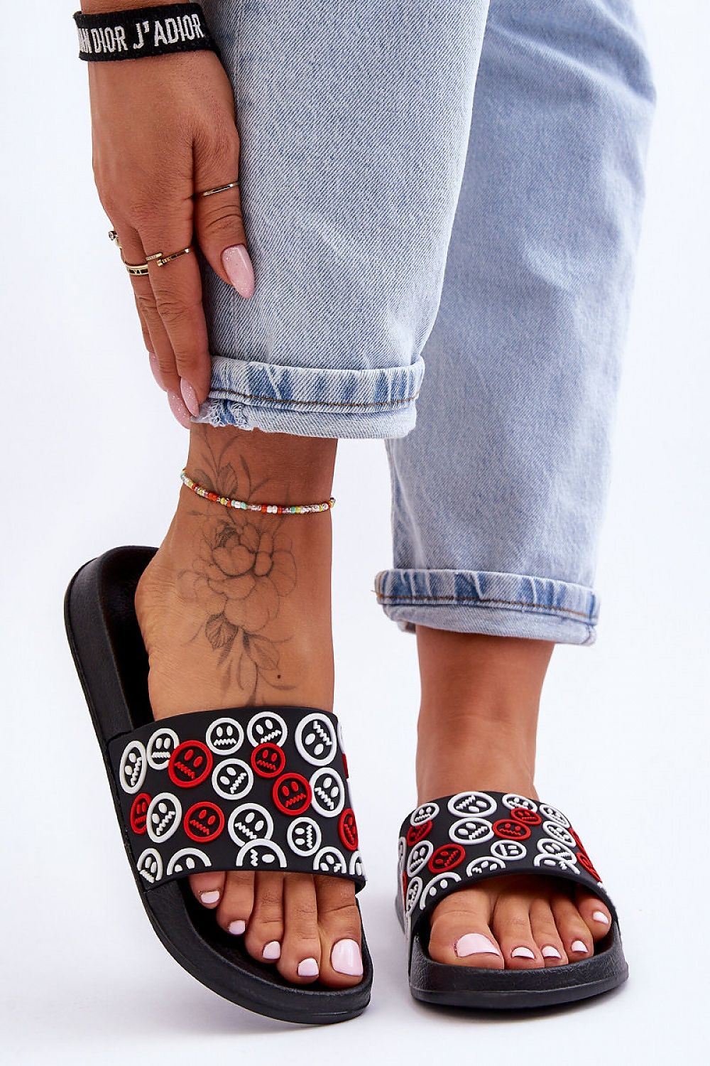 Luxury women's emoticon strap flip-flops by Step in Style featuring a comfortable foam insole and chic platform design, perfect for beach and poolside wear.