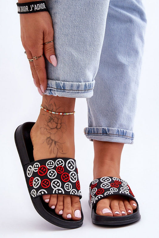 Luxury women's emoticon strap flip-flops by Step in Style featuring a comfortable foam insole and chic platform design, perfect for beach and poolside wear.