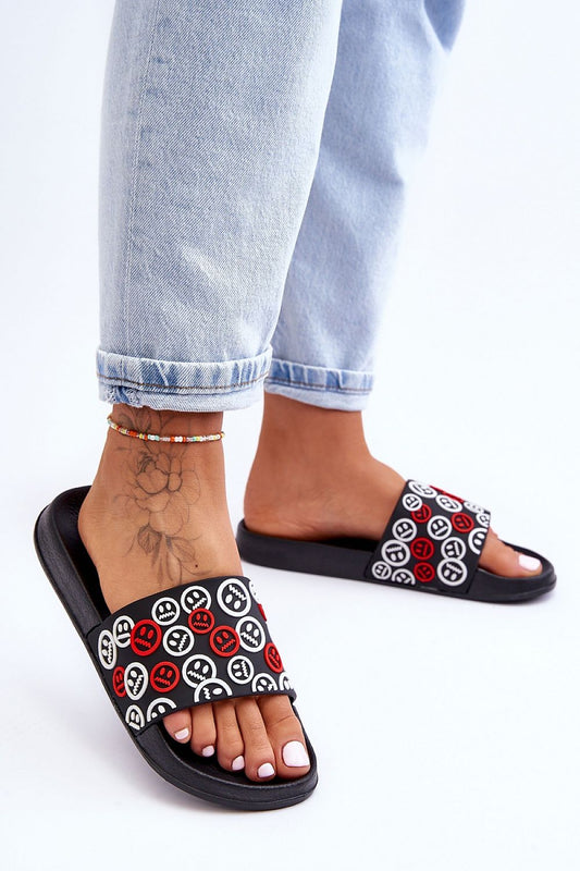 Stylish platform flip-flops for women by Step in Style, showcasing trendy emoticon straps and a plush foam comfort insole, ideal for summer outings.