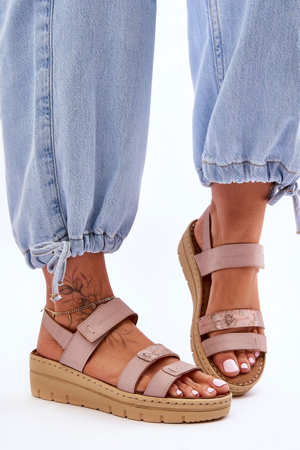 Luxury eco leather women's sandals with a suede insole, 5cm heel, and Velcro fastening by Step in Style, perfect for summer wear.