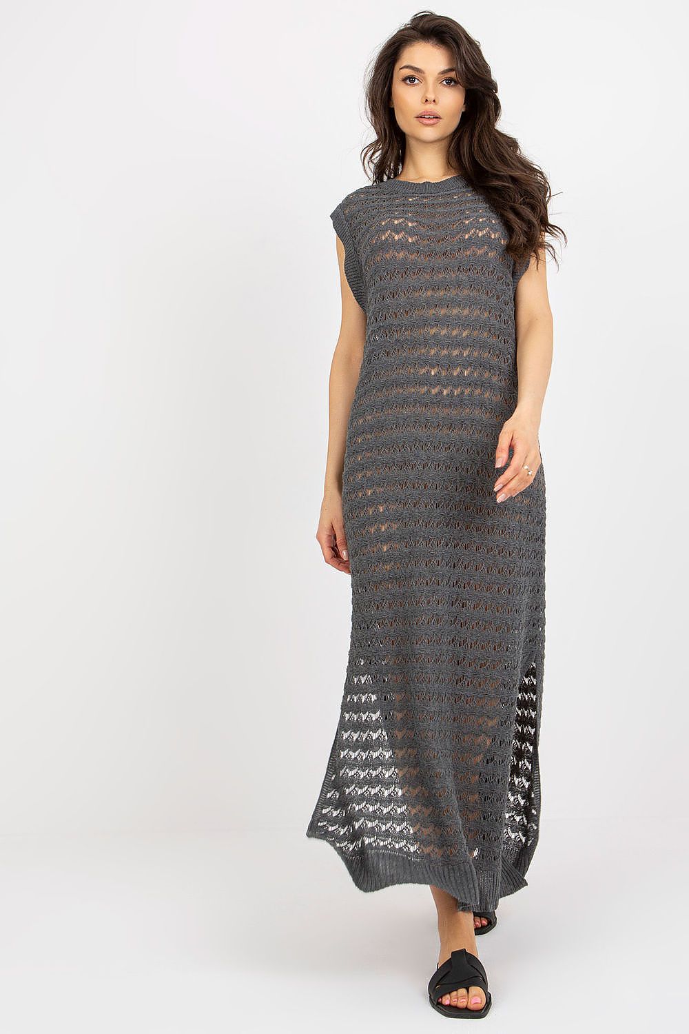 Sophisticated openwork beach dress from Badu, featuring a luxurious length and slits for added elegance and style.