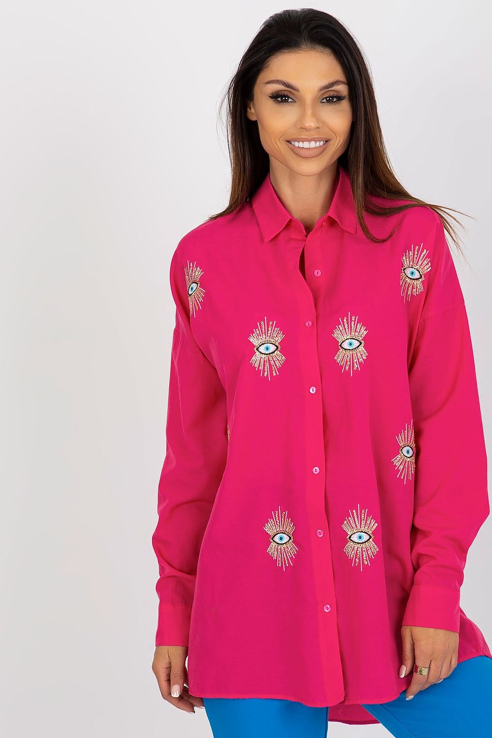 Luxury Women's Long Sleeve Shirt in a plush fabric with embroidered accents, perfectly designed by Factory Price for modern elegance.