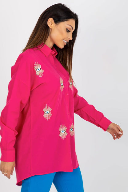 Fashion-forward Luxury Women's Long Sleeve Shirt from Factory Price showcasing refined embroidery and a comfortable loose silhouette.