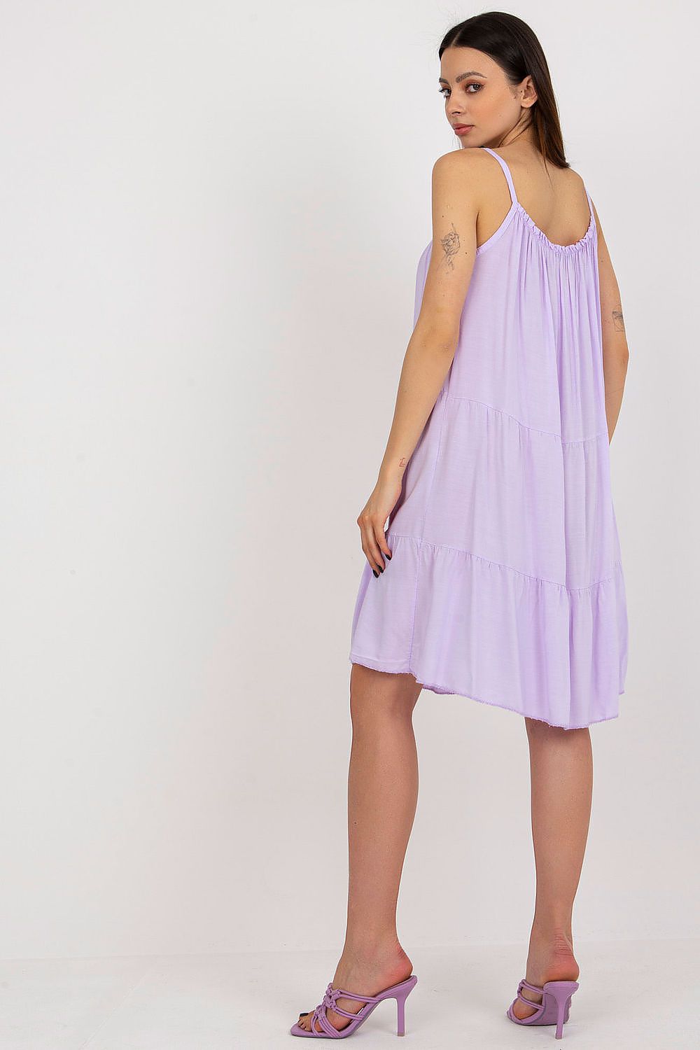 Elegant Och Bella flared cut daydress with thin straps, perfect for summer outings.