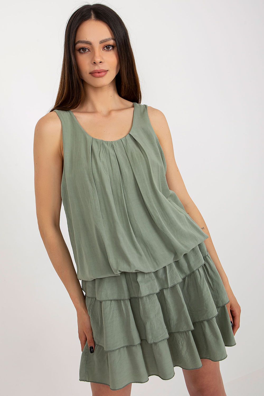 Chic summer dress with an elastic waistband and exquisite ruffles, crafted from fine viscose by Och Bella.