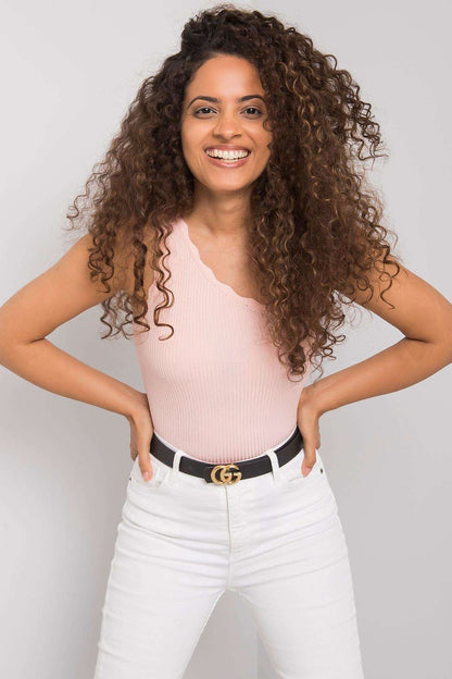 Chic one shoulder ribbed acrylic top by Calben, perfect for adding sophistication to everyday attire.