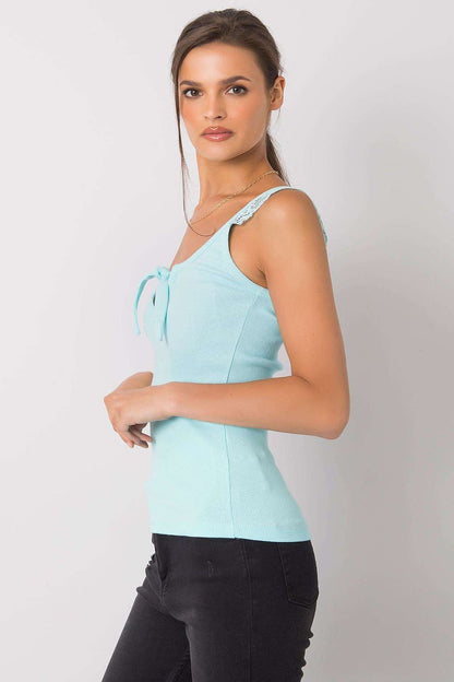 Luxury Calben Strapless Lace-Trim Top showcasing elegant round neckline and ribbed acrylic fabric, perfect for sophisticated styles.