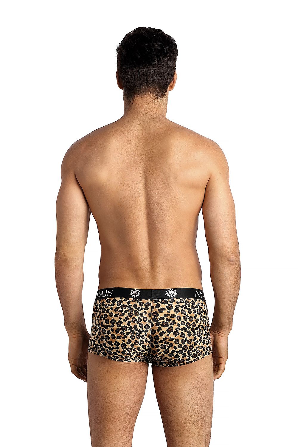 Close-up view of Anais men's leopard print boxers, highlighting the premium quality fabric for a sophisticated and comfortable wear.