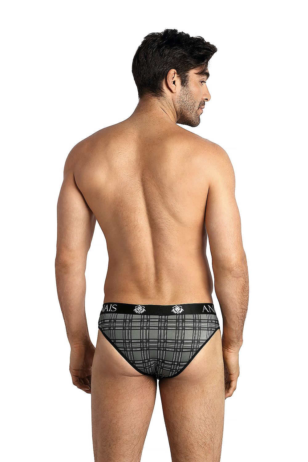 Luxurious men's briefs in a timeless checkered design by Anais, designed for a perfect fit and exceptional comfort.