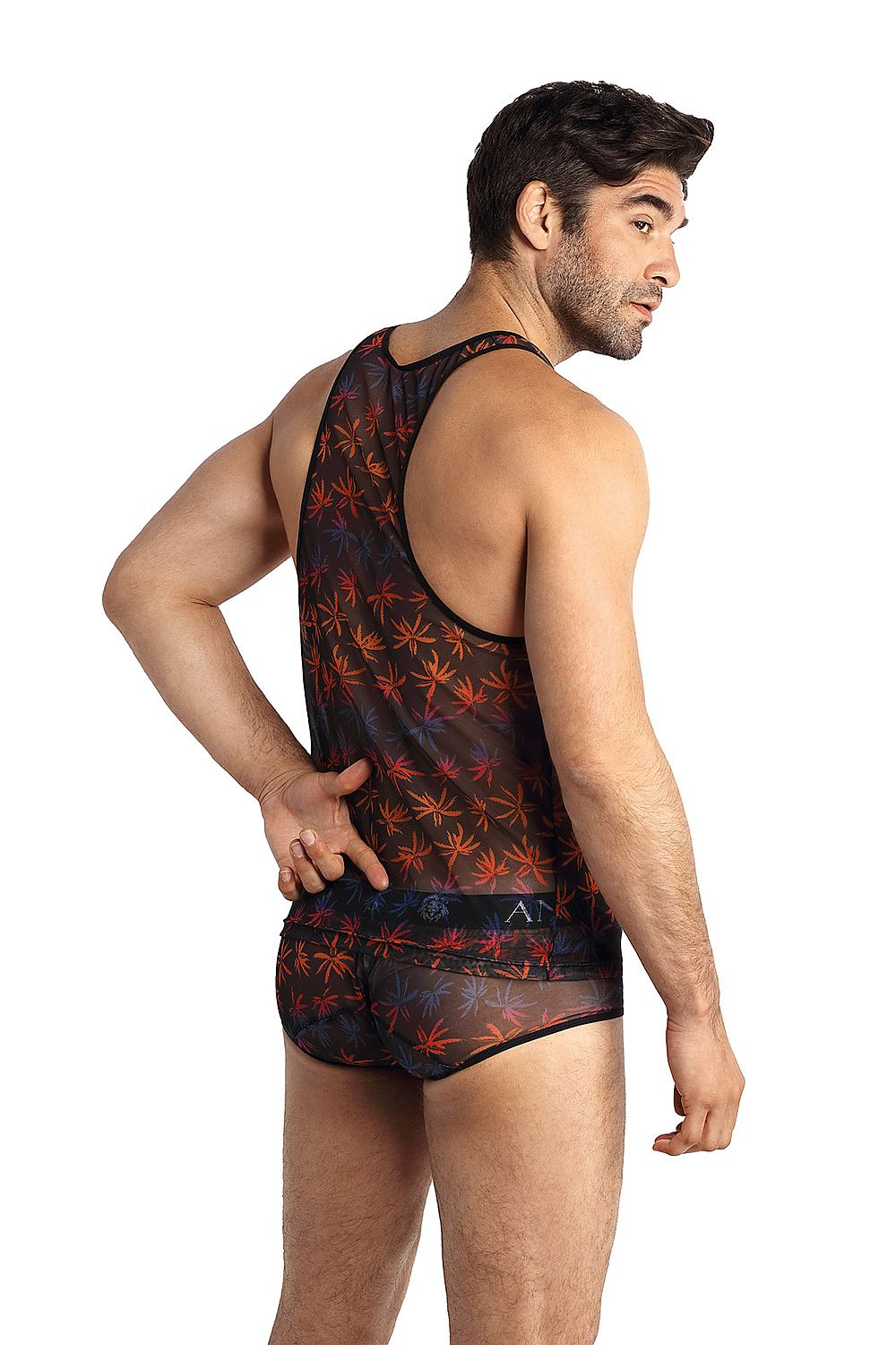 Luxury strapless singlet by Anais featuring deep cutouts, designed with a perfect fit in a premium spandex and polyamide blend for superior comfort.