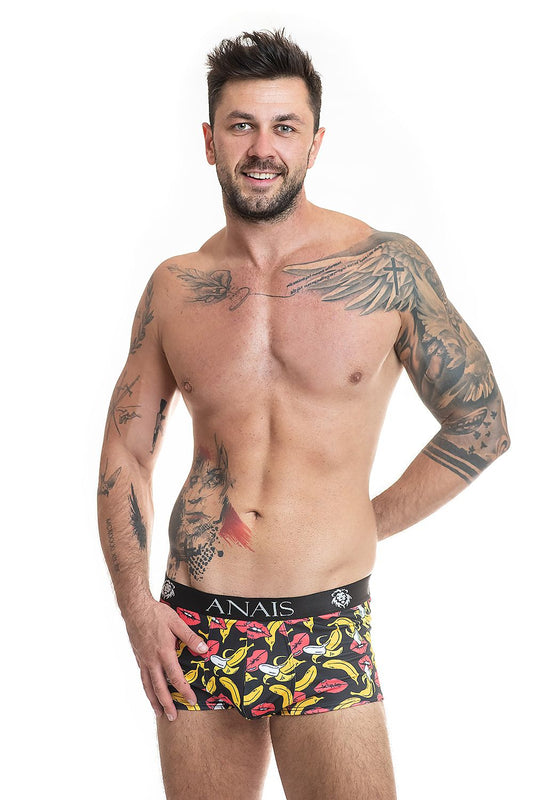 Luxury stylish men's banana boxer shorts by Anais featuring a unique banana and mouth pattern for high-quality comfort.