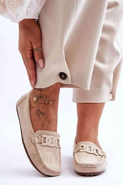 Luxurious women's eco-suede moccasins by Step in Style featuring a non-slip sole and elegant decorative accent.