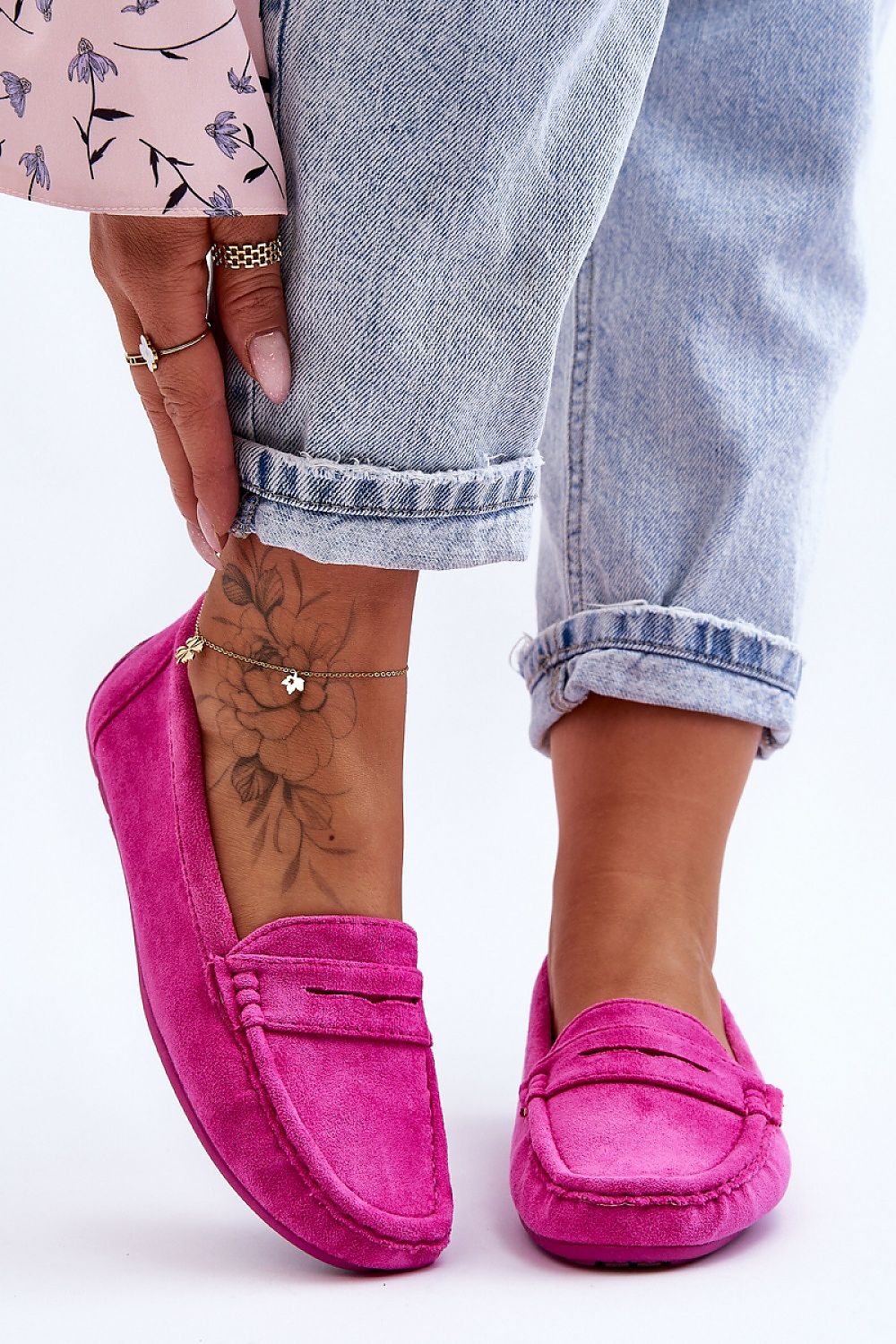 Elegant women's moccasin shoes by Step in Style, crafted in eco-suede with a stylish front strap and a non-slip sole for luxurious comfort.