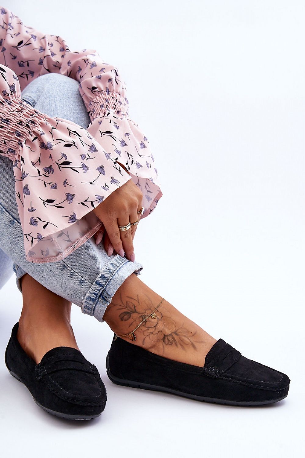 Elegant women's moccasin shoes in eco-suede by Step in Style, featuring a decorative front strap and soft comfort insoles.