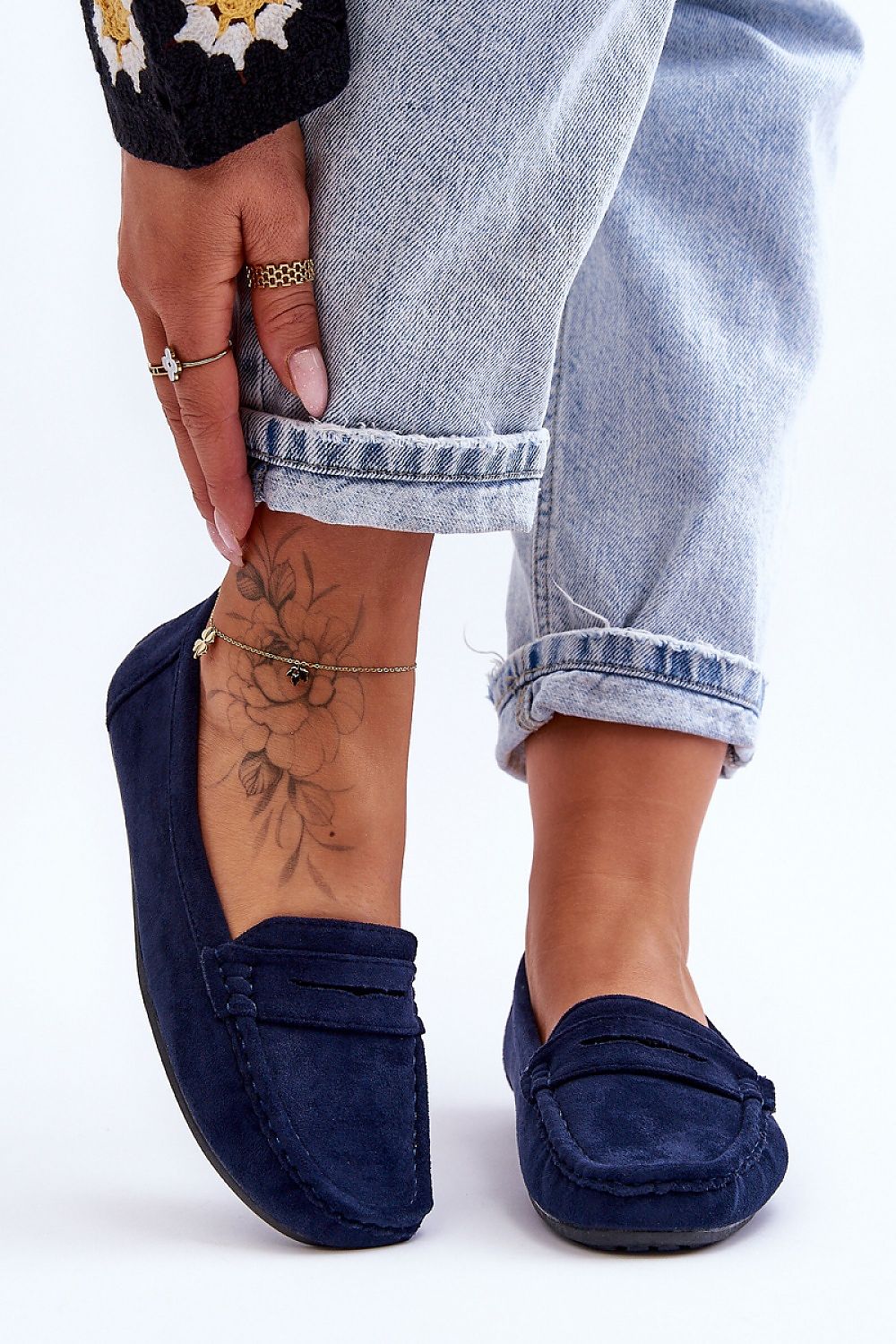 Elegant women's moccasin shoes by Step in Style, crafted from eco-suede with a stylish front strap and non-slip sole.