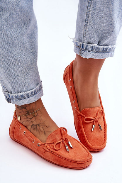 Luxurious women's moccasins crafted from eco-suede by Step in Style, designed with a decorative bow and a soft, non-slip sole for supreme comfort.
