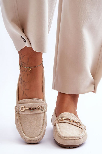 Elegant women's eco-suede moccasins by Step in Style featuring a non-slip sole and decorative detailing, perfect for a luxurious casual look.
