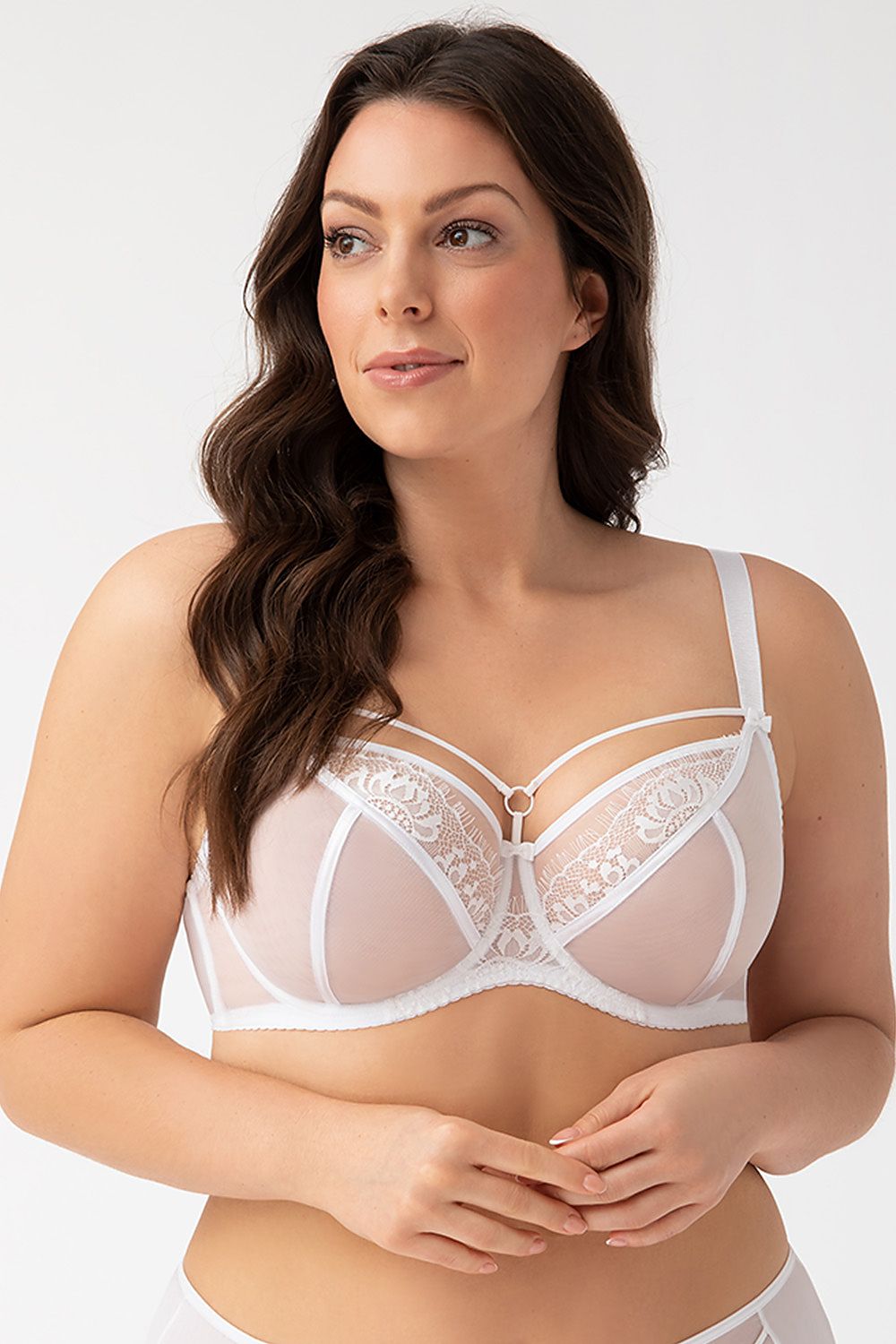 Elegant Gorsenia Soft Lace Tulle Bra with Underwire, featuring delicate lace and adjustable straps, designed for luxurious comfort and perfect bust support.