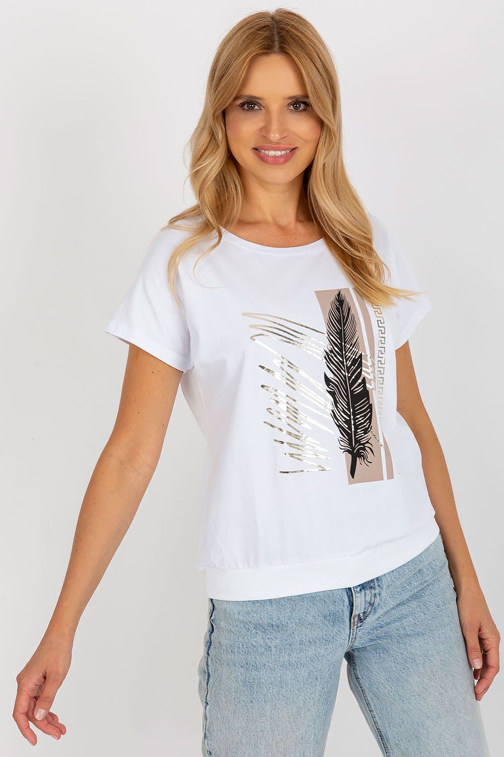 Elegant Rue Paris cotton blouse featuring a stylish decorative print and short sleeves, perfect for chic summer outfits.