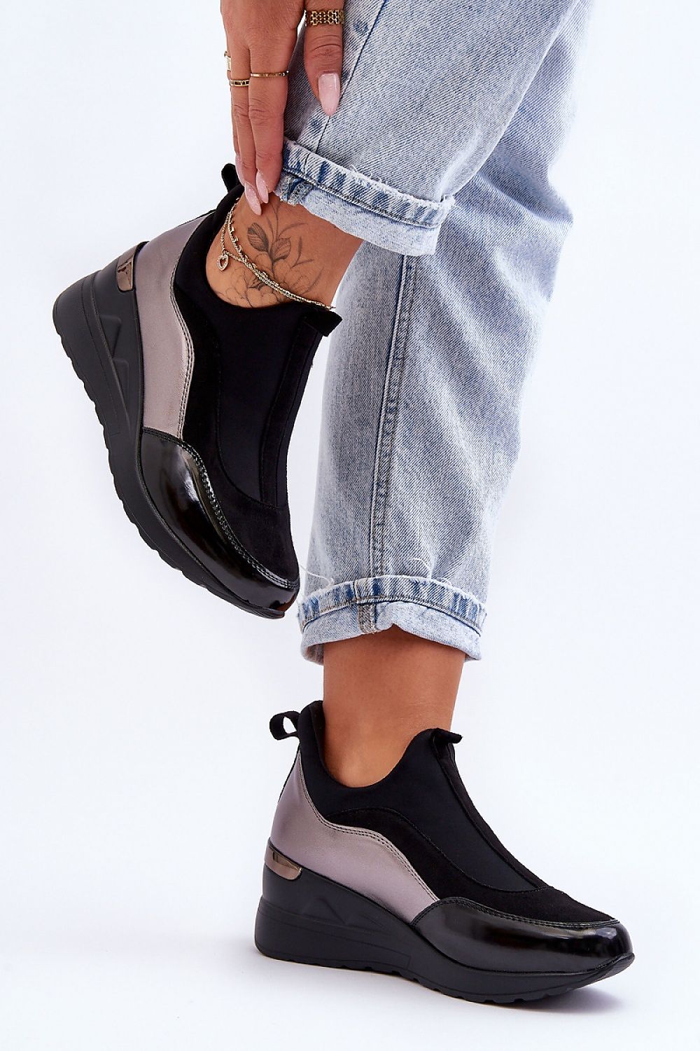 Luxury slip-on sports shoes by Step in Style, featuring eco leather upper, 7cm heel, designed for ultimate comfort and style.