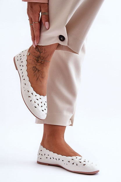 Elegant women's openworked ballet flats by Step in Style, crafted from eco leather with a delicate floral design, featuring a comfortable 0.5 cm heel, perfect for spring-summer fashion.