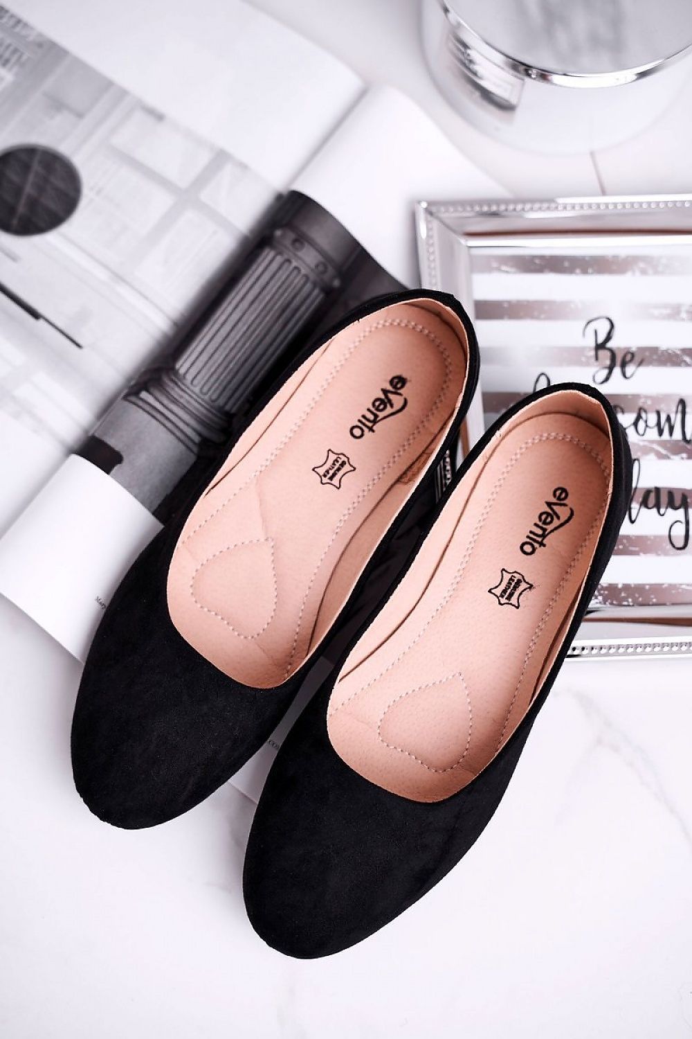 Close-up of Step in Style Luxury Eco-Suede Flats, highlighting soft leather insole and eco-friendly material for a chic, eco-conscious lifestyle.