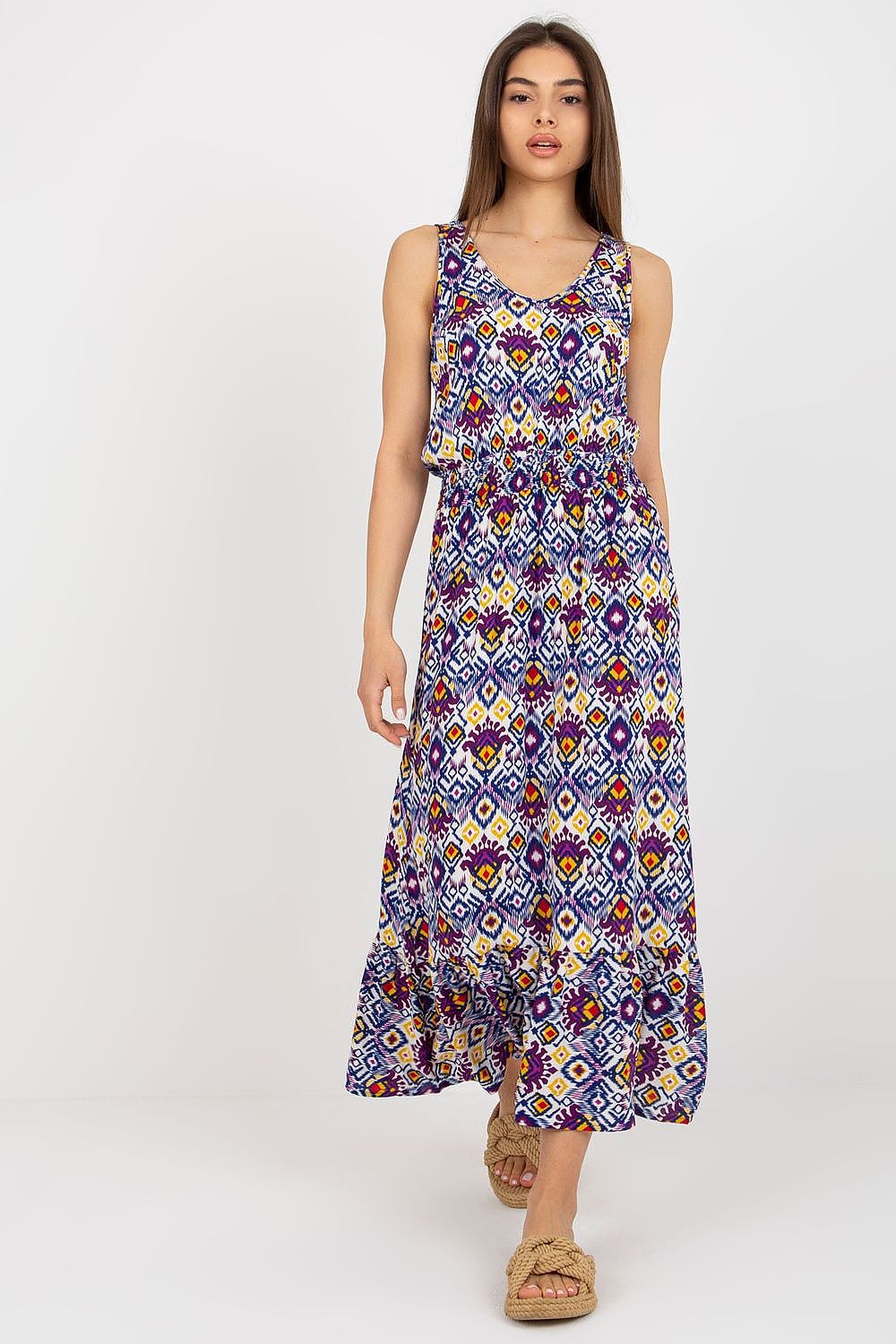 Elegant long summer dress by Fresh Made featuring thick straps and heart neckline, perfect for luxury outdoor events.