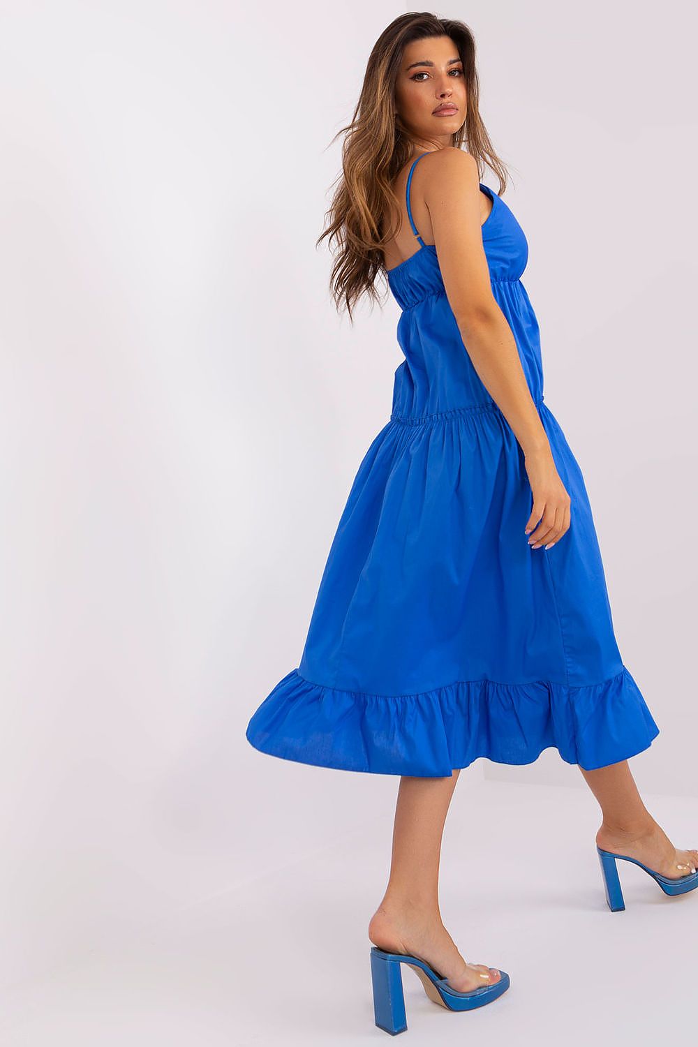Och Bella stylish summer dress with a flared cotton blend design, perfect for elegant summer outings.