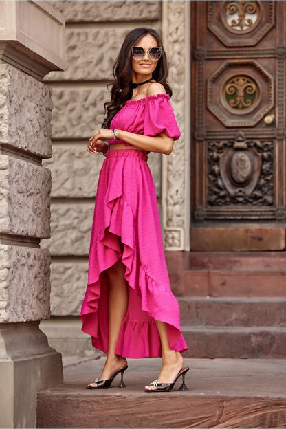 Roco Fashion luxurious ensemble with a stunning asymmetrical cut and exquisite design details, perfect for the discerning woman.