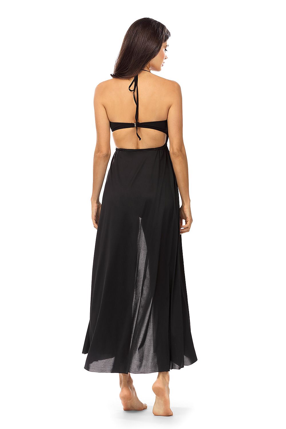 Elegant Lorin Women's Polyester Beach Tunic showcasing a stylish loose cut with an exposed back and neck tie, perfect for chic summer outings.