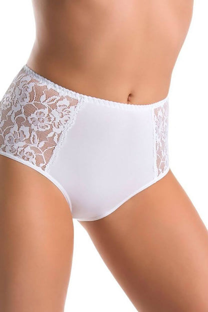 Teyli luxurious white high-waisted cotton panties with floral lace accents, designed for ultimate elegance and comfort.