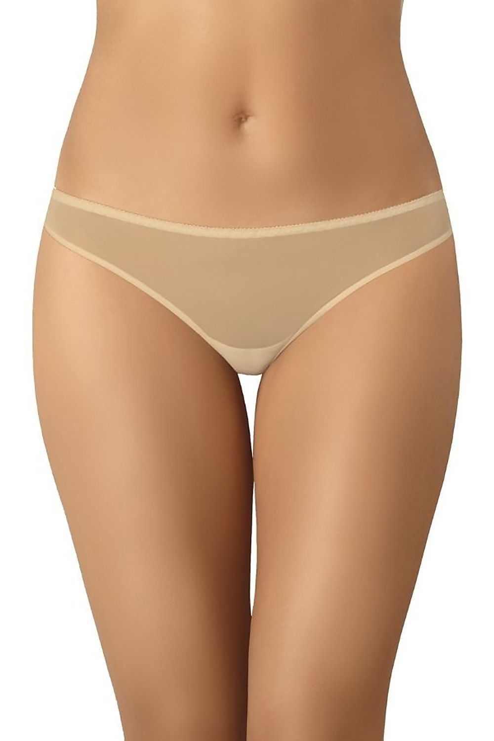 Elegant beige women's thong from Teyli, showcasing a delicate and smooth design perfect for everyday comfort.