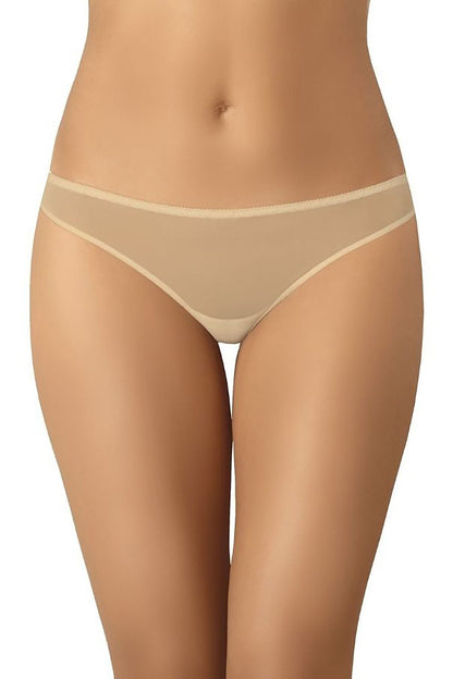 Elegant beige women's thong from Teyli, showcasing a delicate and smooth design perfect for everyday comfort.