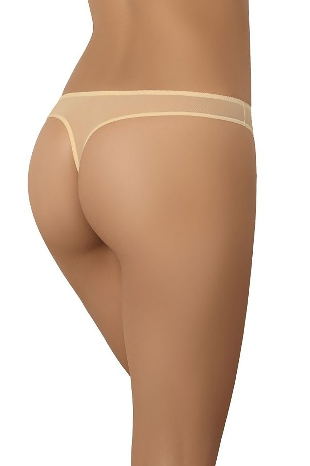 Stylish beige thong by Teyli, featuring a sleek back view that emphasises a minimalist elegance.