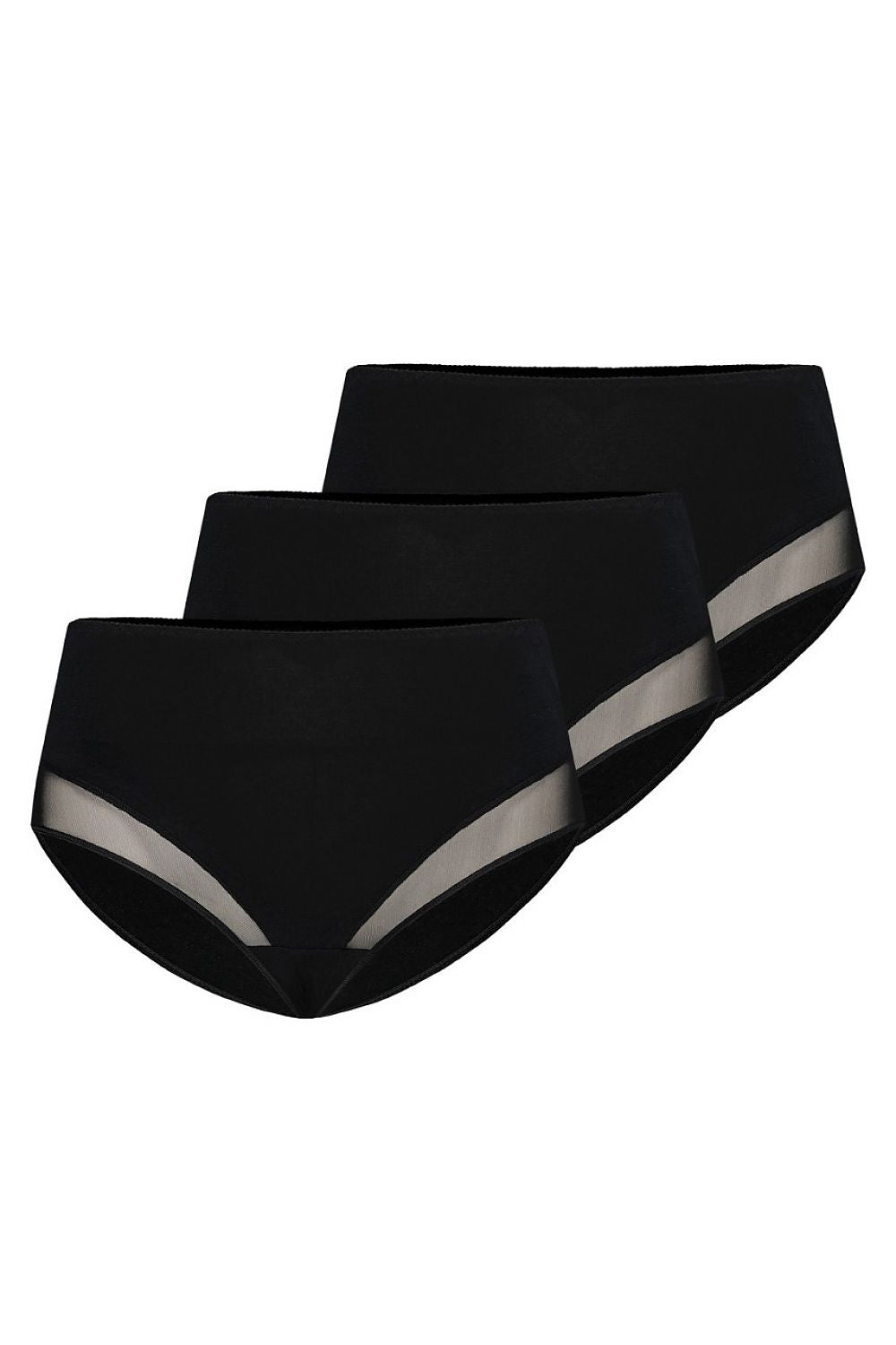 Teyli luxury set of 3 women's high-waisted cotton classic panties in elegant black, designed for comfort and a perfect fit.