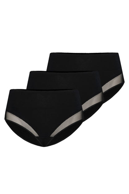Teyli luxury set of 3 women's high-waisted cotton classic panties in elegant black, designed for comfort and a perfect fit.