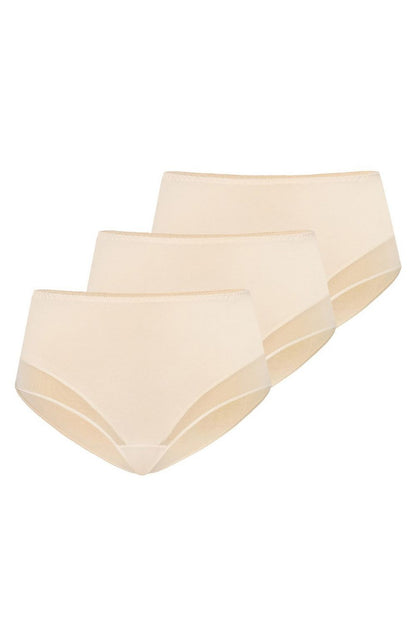 Chic set of 3 women's high-waisted cotton classic panties in a nude shade by Teyli, perfect for an everyday luxurious touch.